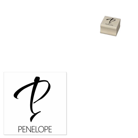 Letter P Monogram Aangepaste rubberen stempel (Gestempeld)