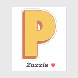Letter P Monogram, Bold 3D Type Font Initial  Sticker