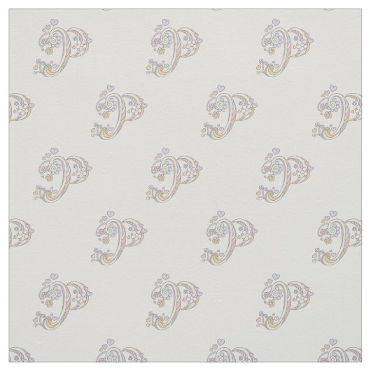 Letter P monogram decoratieve tekst aangepaste sto Stof (Swatch)