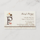 Letter P Monogram Dessert Bakery-Visitekaartjes Visitekaartje (Achterkant)