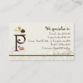 Letter P Monogram Dessert Bakkerij Visitekaartjes (Achterkant)