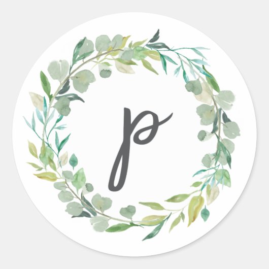 Letter P Monogram Initiaal Sticker Envelop zegel (Voorkant)