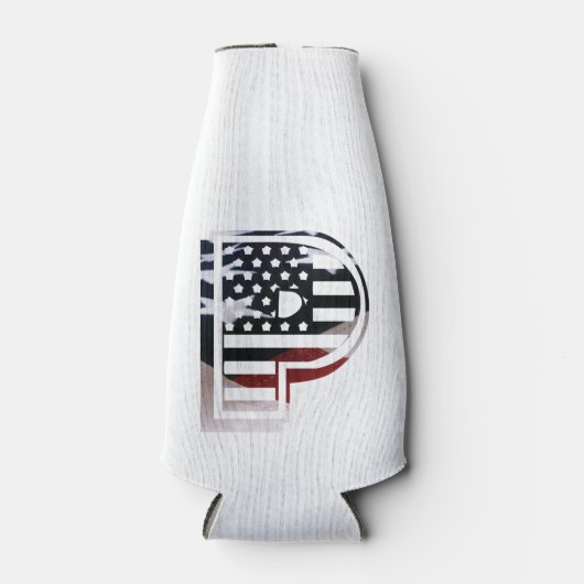 Letter P Monogram Initiaal USA Flesjeskoeler (Voorkant)