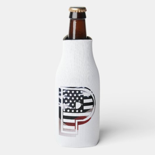 Letter P Monogram Initiaal USA Flesjeskoeler (Fles Voorkant)