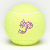 Letter P monogram meisjes gepersonaliseerde doodle Tennisballen (Achterkant)