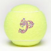 Letter P monogram meisjes gepersonaliseerde doodle Tennisballen (Voorkant)
