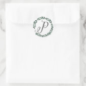Letter P Monogram Minimalistische Botanische Bladk Ronde Sticker (Tas)