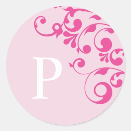 Letter P Monogram roze bruiloft Envelope zegels (Voorkant)