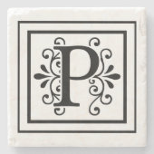 Letter P Monogram Stone Onderzetters (Voorkant)