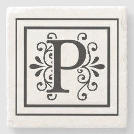 Letter P Monogram Stone Onderzetters