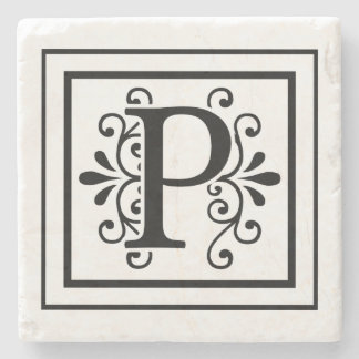 Letter P Monogram Stone Onderzetters