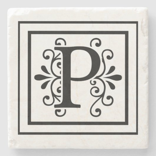 Letter P Monogram Stone Onderzetters (Voorkant)