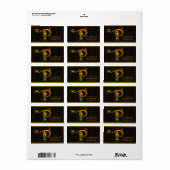 Letter P Monogram Tulpen Vlinder Adreslabels Etiket (Full Sheet)