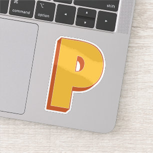 Letter P Monogram, Vet 3D Type Lettertype Initiaal Sticker