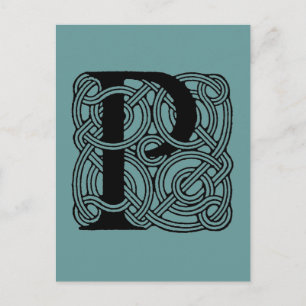 Letter P Monogram Vintage Keltische Knoopprint Briefkaart