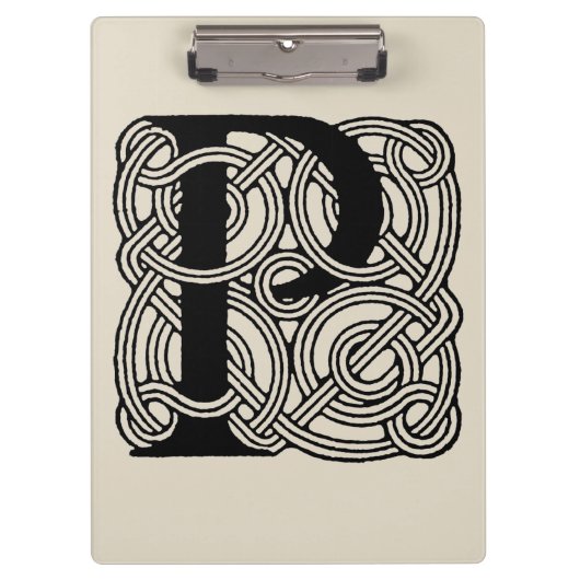 Letter P Monogram Vintage Keltische Knoopprint Klembord (Voorkant)
