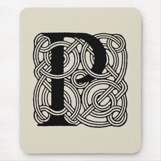 Letter P Monogram Vintage Keltische Knoopprint Muismat (Voorkant)