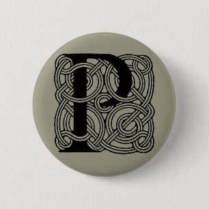 Letter P Monogram Vintage Keltische Knoopprint Ronde Button 5,7 Cm