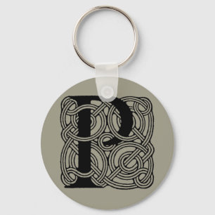 Letter P Monogram Vintage Keltische Knoopprint Sleutelhanger