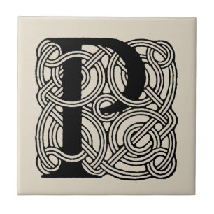 Letter P Monogram Vintage Keltische Knoopprint Tegeltje