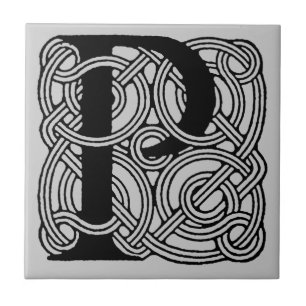 Letter P Monogram Vintage Keltische Knoopprint Tegeltje