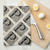 Letter P Monogram Vintage Keltische Knoopprint Theedoek (Quarter Fold)