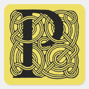 Letter P Monogram Vintage Keltische Knoopprint Vierkante Sticker
