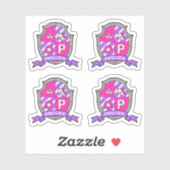 Letter P naam Phillipa eenhoorn prinses crest Sticker (Vel)