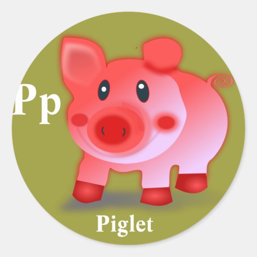 Letter P Piglet Stickers (Voorkant)