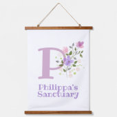 Letter P plus voornaam met een Floral Design Hangend Wandkleed (Voorkant)