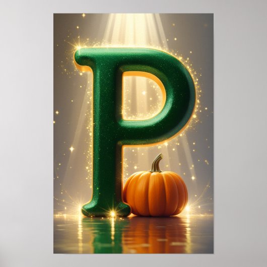 Letter P Poster met Pompoen – Halloween Alfabet (Voorkant)