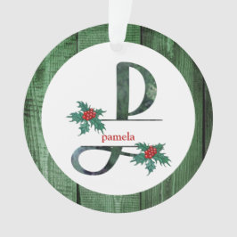 *~* Letter P Rustic Kerstmis FOTO Wood AP44 Ornament