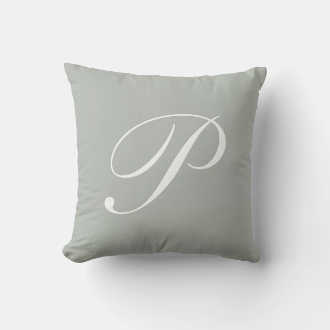 Letter P Silver Grey Monogram Pillow Kussen (Voorkant)