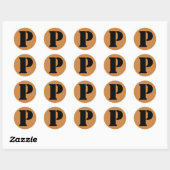 Letter P Stencil Alfabet van Janz Peru Gold Ronde Sticker (Vel)