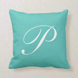 Letter P Turquoise Monogram Pillow Kussen