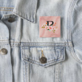 Letter P Vierkante Button 5,1 Cm (In situ)