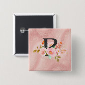 Letter P Vierkante Button 5,1 Cm (Voorkant /achterkant)