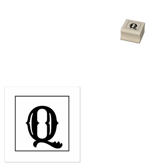 Letter Q 1 inch rubberen stempel (Gestempeld)