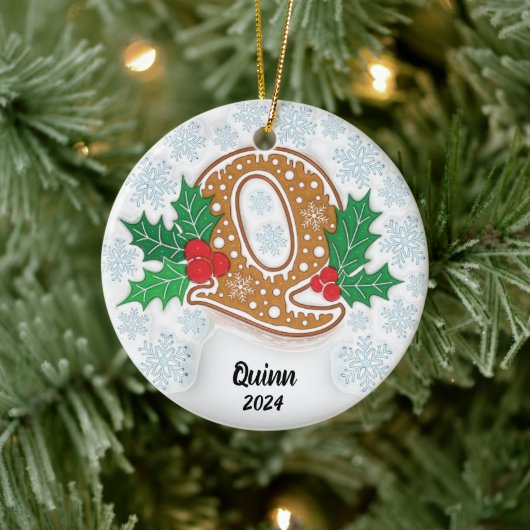 Letter Q Aangepaste naam Monogram Kerstmis Keramisch Ornament (Boom)