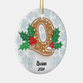 Letter Q Aangepaste naam Monogram Kerstmis Keramisch Ornament (Rechts)