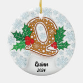 Letter Q Aangepaste naam Monogram Kerstmis Keramisch Ornament (Achterkant)