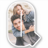 Letter Q Alphabet & Photo Custom-Cut Vinyl Sticker (Voorkant)