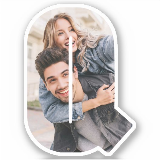 Letter Q Alphabet & Photo Custom-Cut Vinyl Sticker (Voorkant)