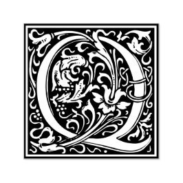 Letter Q art nouveau black and white Tegel Zelfinktende Stempel