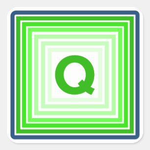 Letter Q - Blauw-groen Vierkante Sticker