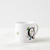 Letter Q Bloem Vlinder Monogram Initiaal Espresso Kop (Voorkant rechts)