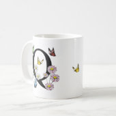 Letter Q Bloem Vlinder Monogram Initiaal Koffiemok (Voorkant links)
