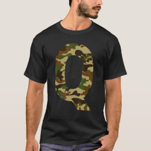Letter Q Capital Alphabet Camouflage Initiaal T-shirt