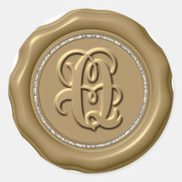 *~* Letter Q Diamond Circle GOUDEN Wax Seal Sticke Ronde Sticker