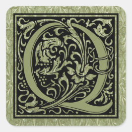 Letter Q Eerste Letter Monogram Vierkante Sticker